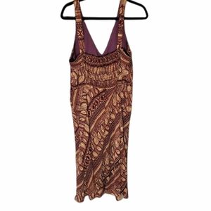 Karin Stevens maroon & gold maxi dress. Sleeveless